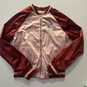Pink and red bomber jacket with gorgeous embroidery